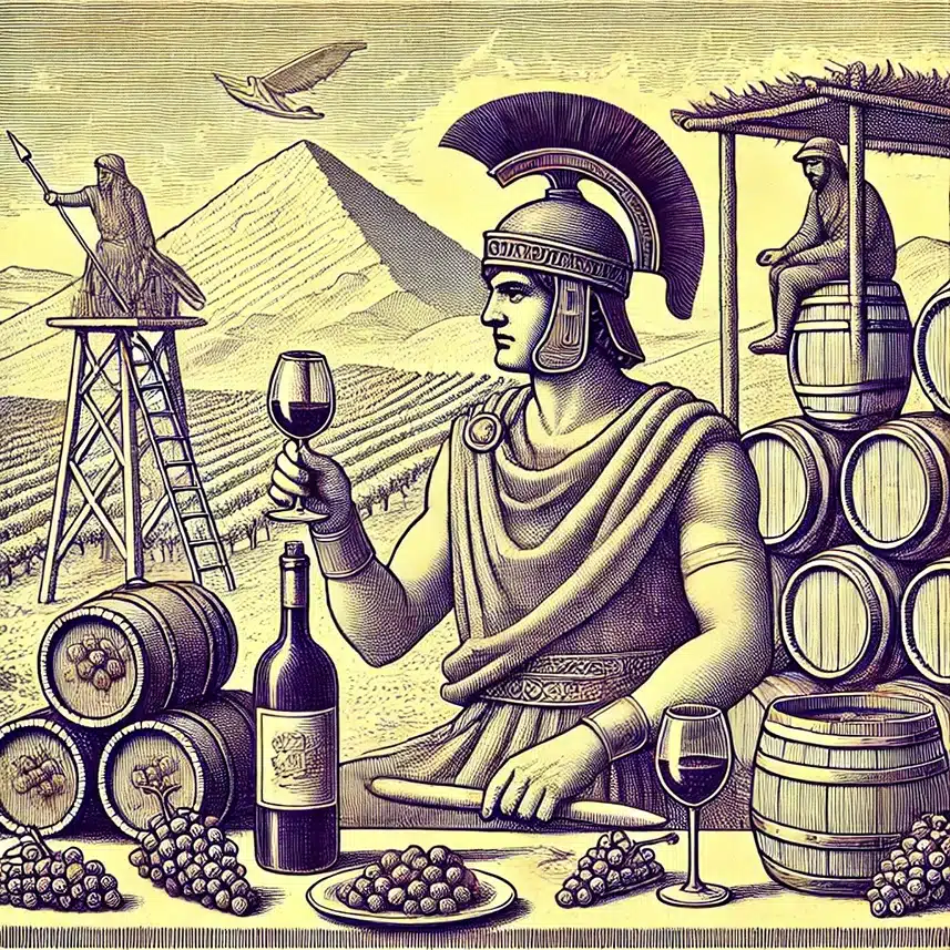 Representación del uso del vino en la civilización romana